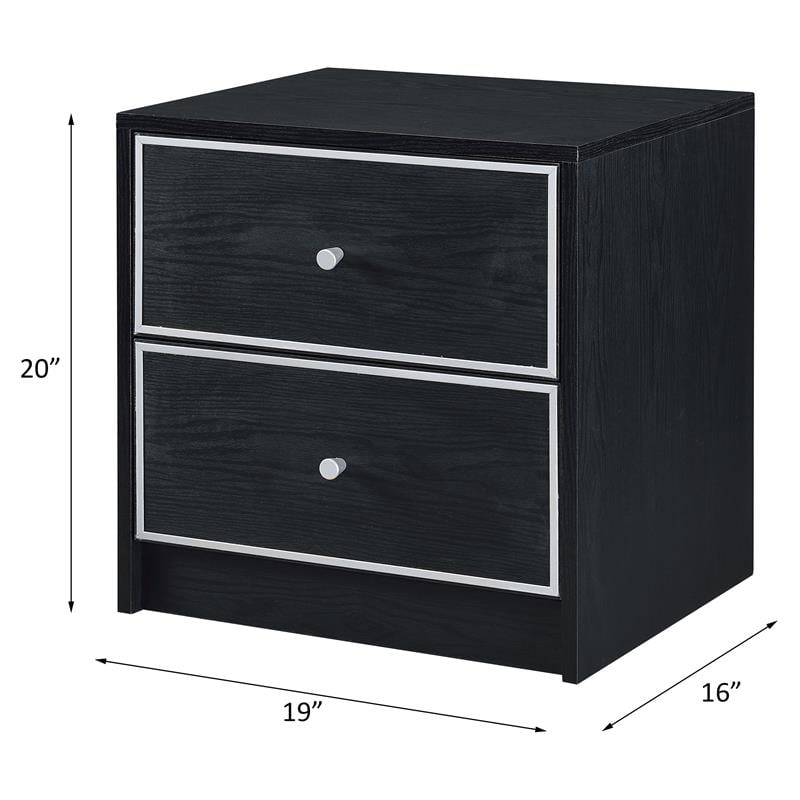 ACME Jabir 2-Drawer Wooden Accent Table in Black and Silver