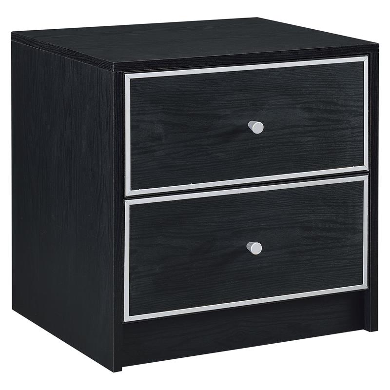 ACME Jabir 2-Drawer Wooden Accent Table in Black and Silver