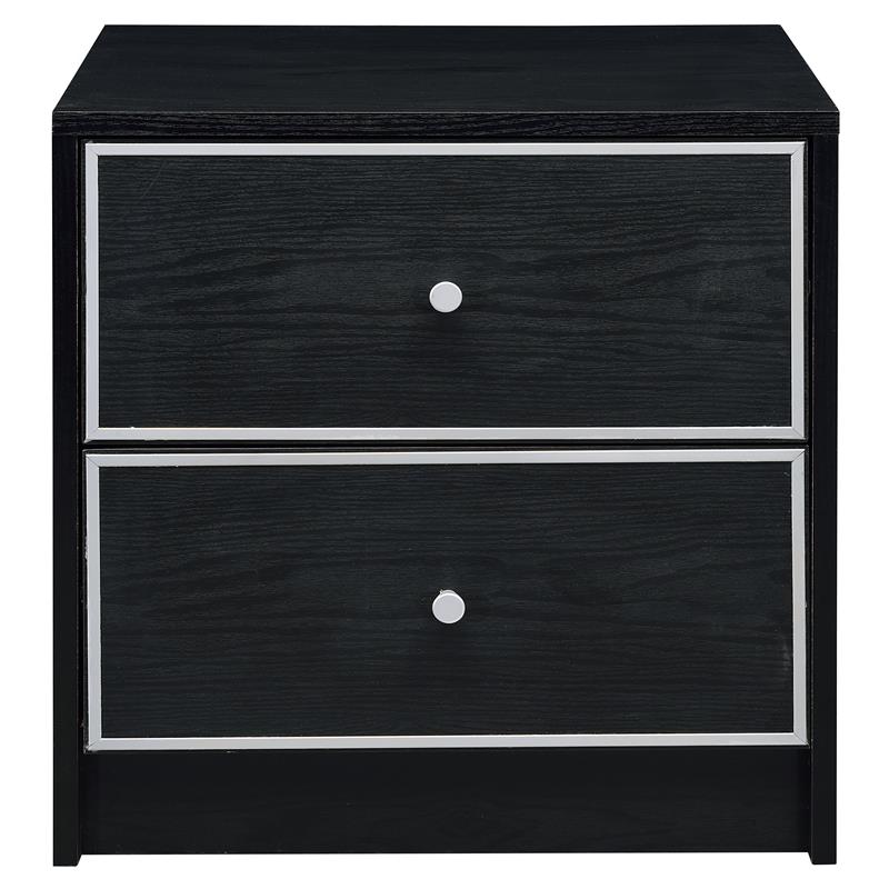 ACME Jabir 2-Drawer Wooden Accent Table in Black and Silver