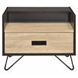 ACME Melkree Wooden Accent Table with Storage Drawer in Oak and Black