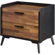 ACME Jiranty Wooden Accent Table with 2 Storage Drawers in Walnut and Black