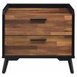 ACME Jiranty Wooden Accent Table with 2 Storage Drawers in Walnut and Black