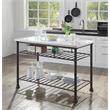 ACME Freyja Kitchen Island with Metal Shelves in White and Gray