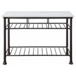 ACME Freyja Kitchen Island with Metal Shelves in White and Gray
