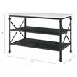 ACME Brahm Artificial Stone Top Metal Kitchen Island in White and Gray