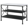 ACME Brahm Artificial Stone Top Metal Kitchen Island in White and Gray