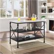 ACME Brahm Artificial Stone Top Metal Kitchen Island in White and Gray