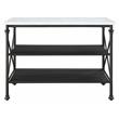 ACME Brahm Artificial Stone Top Metal Kitchen Island in White and Gray