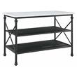 ACME Brahm Artificial Stone Top Metal Kitchen Island in White and Gray