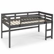 ACME Lara Twin Wooden Loft Bed with Guard Rail and Reversible Ladder in Gray