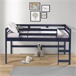 ACME Lara Twin Wooden Loft Bed with Guard Rail and Ladder in Navy Blue