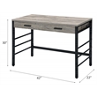 ACME Disho Wooden Writing Desk with USB Port in Light Weathered Oak and Black