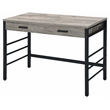 ACME Disho Wooden Writing Desk with USB Port in Light Weathered Oak and Black