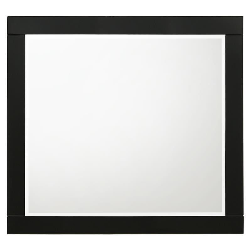 ACME Chelsie Wooden Rectangular Frame Mirror with Beveled Edge in Black