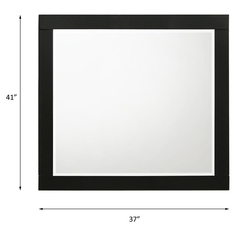 ACME Chelsie Wooden Rectangular Frame Mirror with Beveled Edge in Black