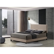 ACME Leandros Fabric Upholstered Queen Panel Bed with Nailhead Trim in Beige