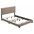 ACME Leandros Fabric Upholstered Queen Panel Bed with Nailhead Trim in Beige