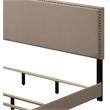 ACME Leandros Fabric Upholstered Queen Panel Bed with Nailhead Trim in Beige