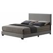 ACME Leandros Fabric Upholstered Queen Bed with Nailhead Trim in Light Gray