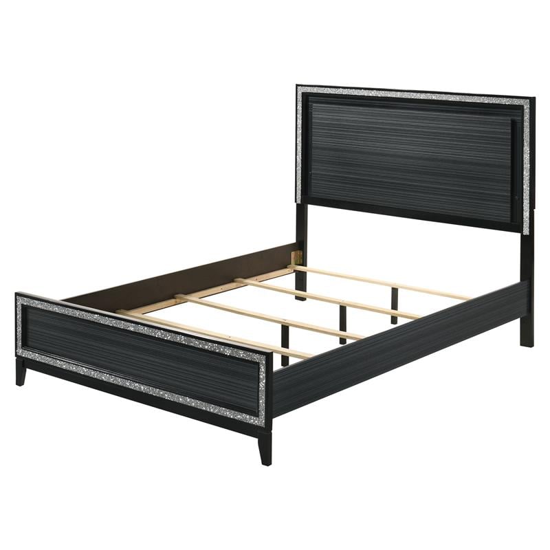 ACME Haiden Wooden Eastern King Bed with LED Lighting in Weathered Black