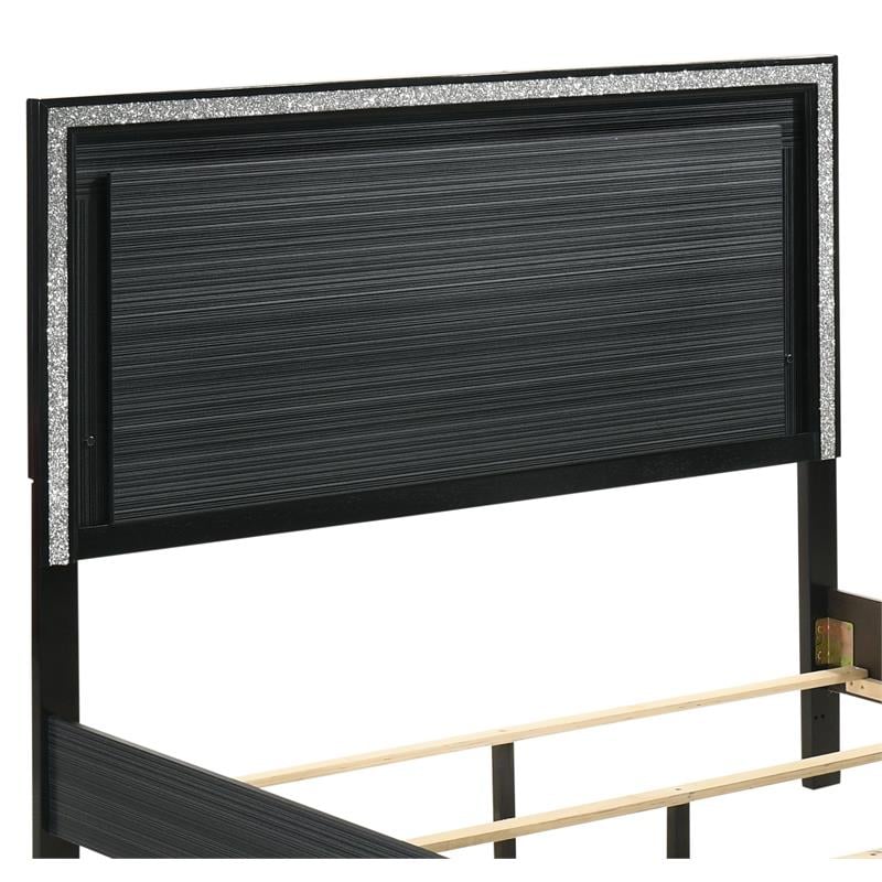 ACME Haiden Wooden Eastern King Bed with LED Lighting in Weathered Black