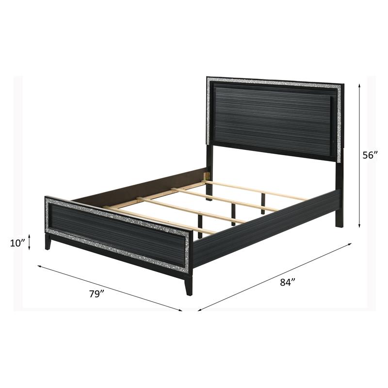 ACME Haiden Wooden Eastern King Bed with LED Lighting in Weathered Black