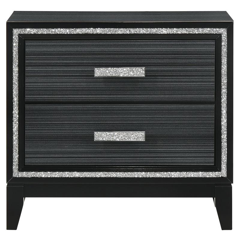 ACME Haiden Wooden 2-Drawer Nightstand with Silver Trim in Weathered Black