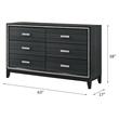 ACME Haiden 6 Drawers Wooden Dresser with Silver Accent Trim in Weathered Black