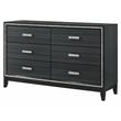 ACME Haiden 6 Drawers Wooden Dresser with Silver Accent Trim in Weathered Black