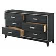 ACME Haiden 6 Drawers Wooden Dresser with Silver Accent Trim in Weathered Black