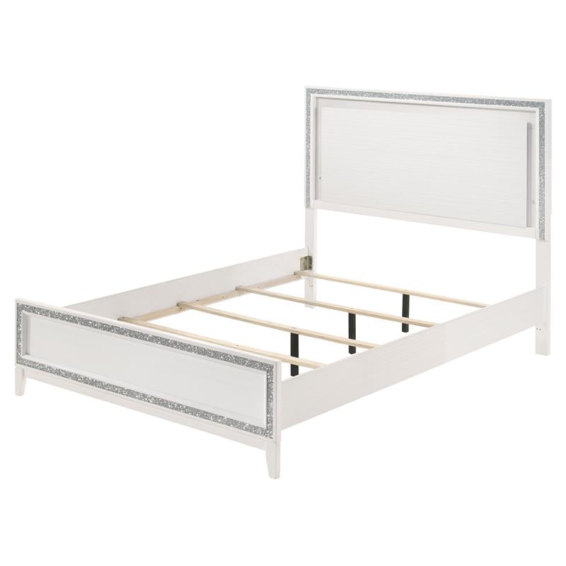 ACME Haiden Wooden Eastern King Bed with LED Lighting in White