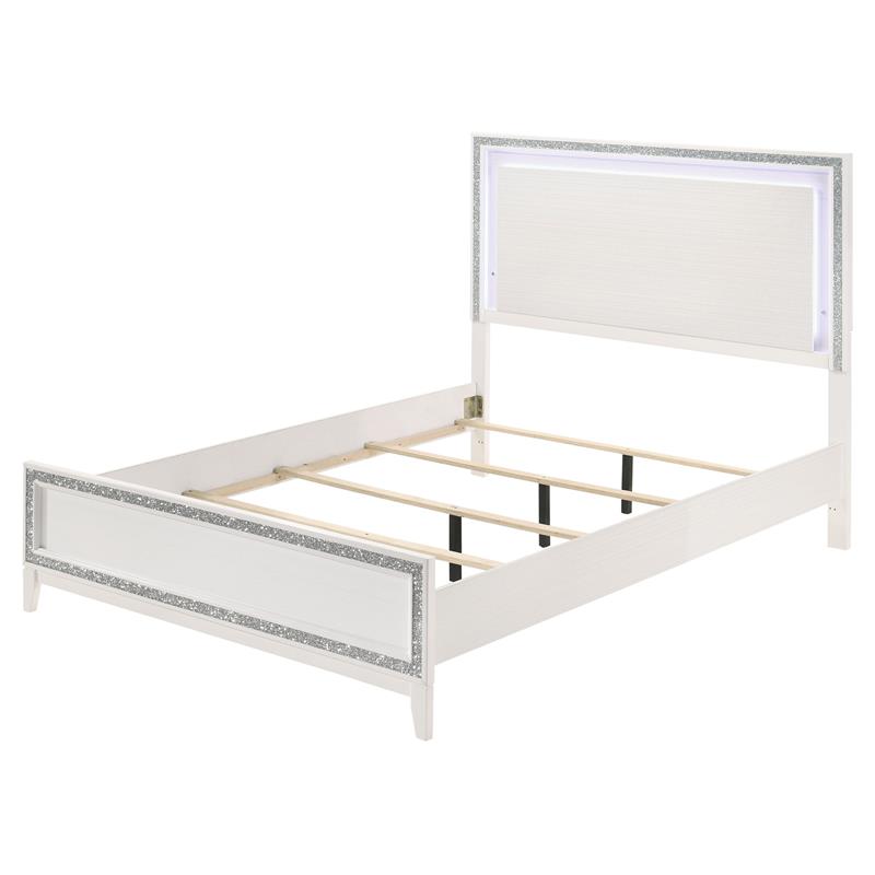 ACME Haiden Wooden Eastern King Bed with LED Lighting in White