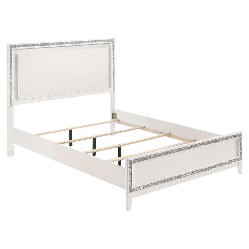ACME Haiden Wooden Eastern King Bed with LED Lighting in White