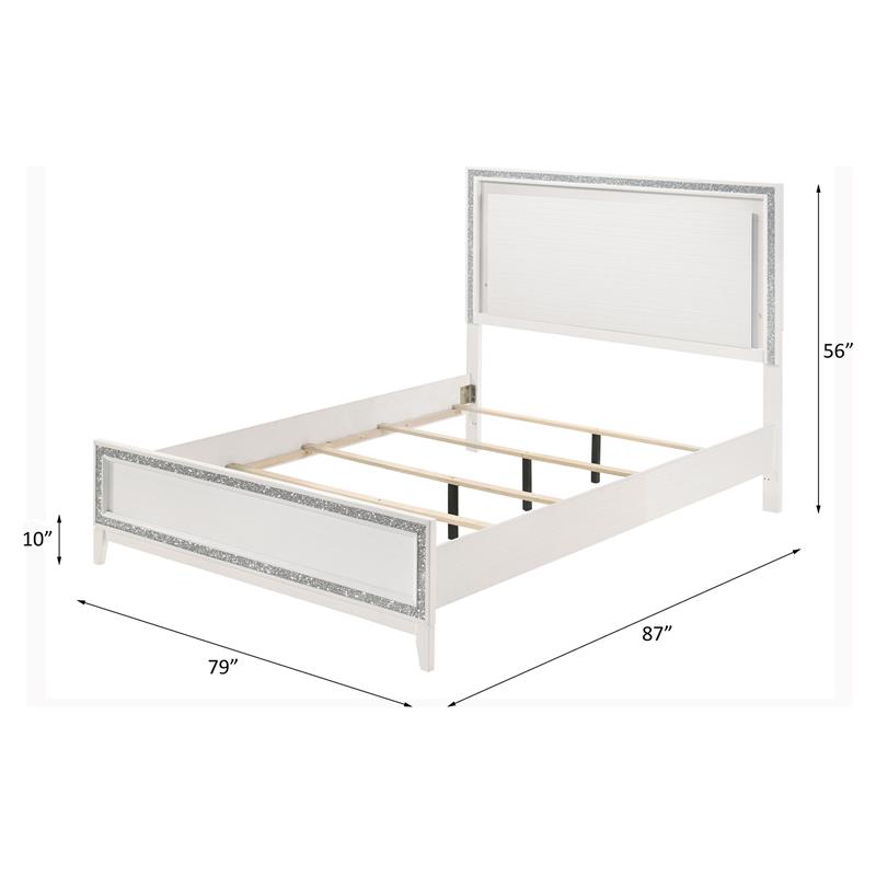 ACME Haiden Wooden Eastern King Bed with LED Lighting in White