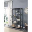 ACME Brantley Rectangular Metal Bookshelf in Antique Oak and Sandy Gray