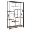 ACME Brantley Rectangular Metal Bookshelf in Antique Oak and Sandy Gray