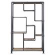 ACME Brantley Rectangular Metal Bookshelf in Antique Oak and Sandy Gray