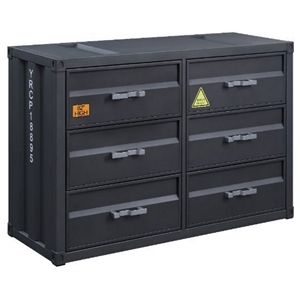 ACME Cargo Container Style Rectangular 6-Drawer Dresser in Gunmetal Metal