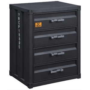 ACME Cargo Container Style Rectangular 4-Drawer Metal Chest in Gunmetal Metal