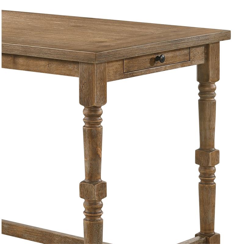 ACME Farsiris Rectangular Wooden 1-Drawer Counter Height Table in Weathered Oak