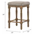 ACME Farsiris Fabric Counter Height Stool in Beige and Weathered Oak