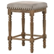 ACME Farsiris Fabric Counter Height Stool in Beige and Weathered Oak