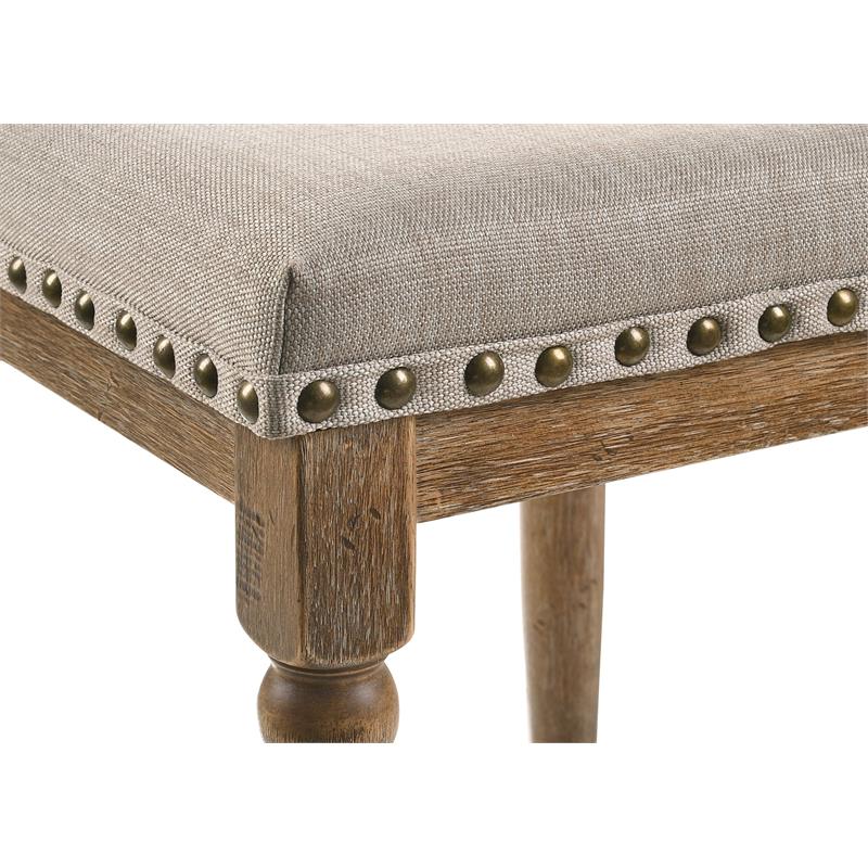 ACME Farsiris Fabric Counter Height Stool in Beige and Weathered Oak