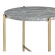 ACME Tainte Round Faux Marble Top End Table in Gray and Champagne