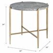 ACME Tainte Round Faux Marble Top End Table in Gray and Champagne