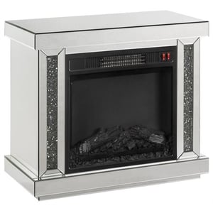 ACME Noralie Wooden Electric Fireplace with LED in Mirrored and Faux Diamonds