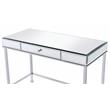 ACME Canine Rectangular Wood Top Writing Desk in Mirrored and Chrome
