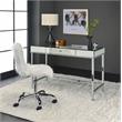 ACME Canine Rectangular Wood Top Writing Desk in Mirrored and Chrome