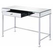 ACME Canine Rectangular Wood Top Writing Desk in Mirrored and Chrome