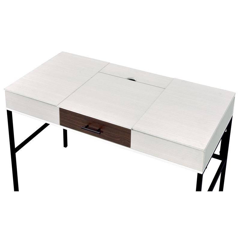 ACME Verster Wooden 1-Drawer Writing Desk with USB Port in Natural and Black